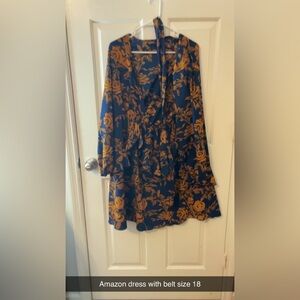 Pretty floral dress with belt size 2xl about size 18